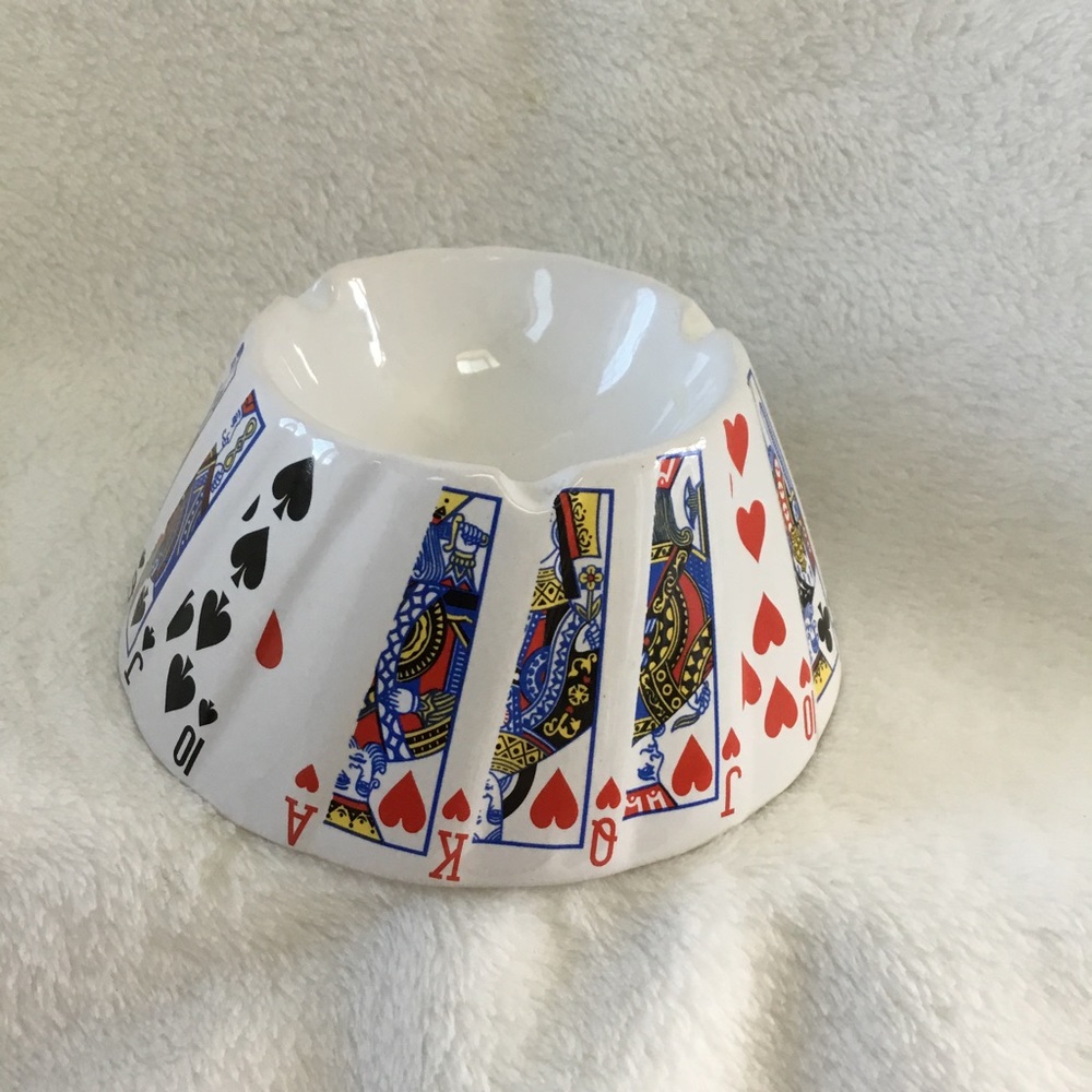~CERAMIC POKER PLAYING CARDS CIGARETTE ASHTRAY~ - Picture 8 of 11